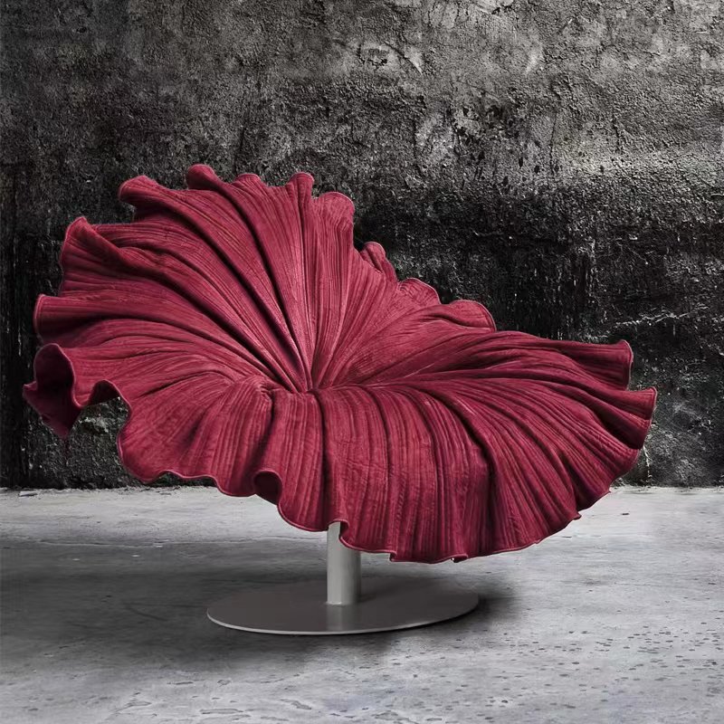 Scandinavian Designer Shaped Single Sofa Chair Simple Living Room Balcony Swivel Chair Fiberglass Flower Petal Chair
