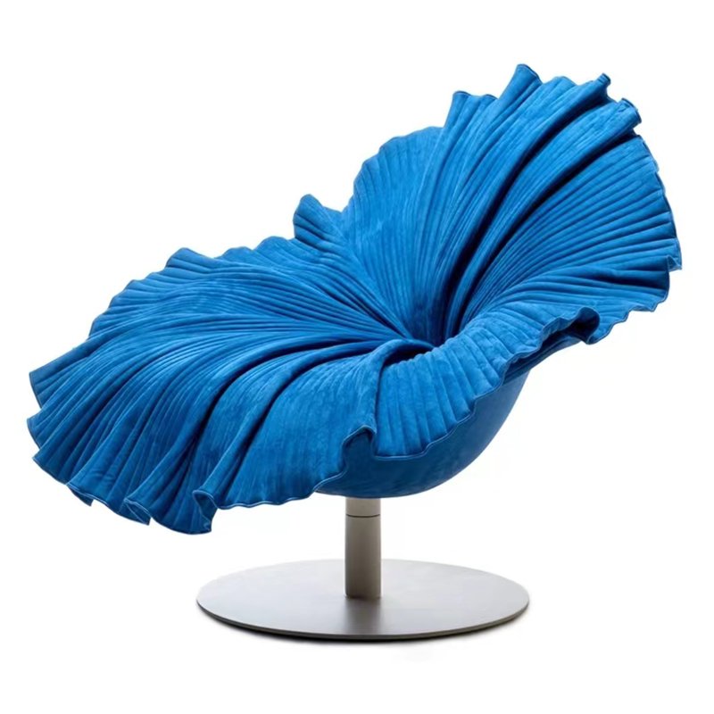 Scandinavian Designer Shaped Single Sofa Chair Simple Living Room Balcony Swivel Chair Fiberglass Flower Petal Chair