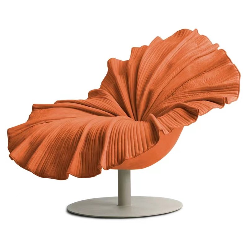 Scandinavian Designer Shaped Single Sofa Chair Simple Living Room Balcony Swivel Chair Fiberglass Flower Petal Chair