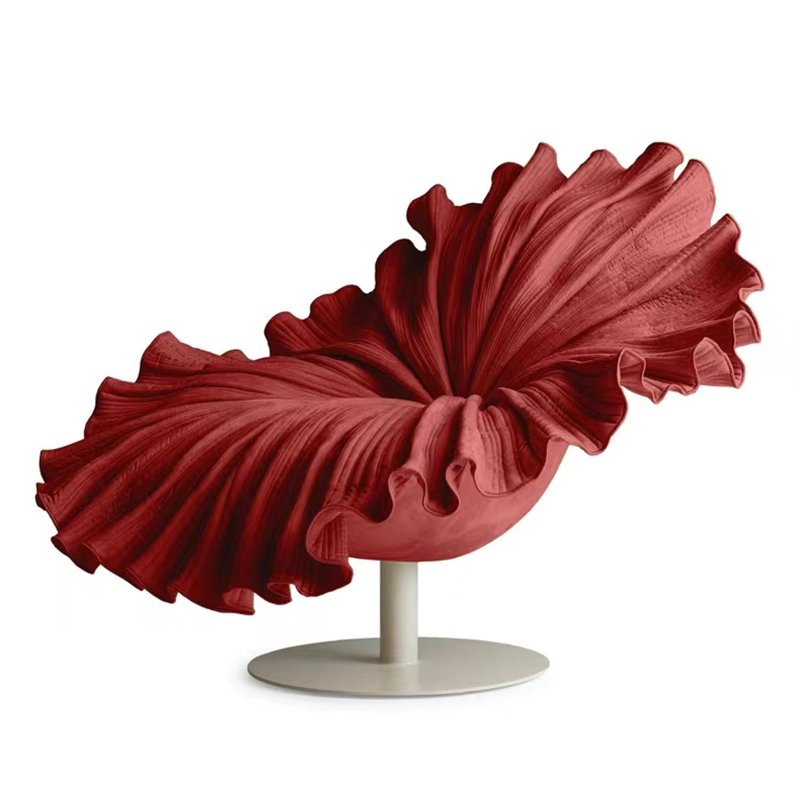 Scandinavian Designer Shaped Single Sofa Chair Simple Living Room Balcony Swivel Chair Fiberglass Flower Petal Chair