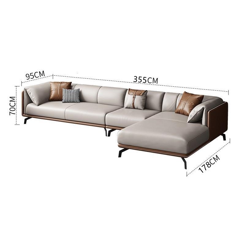 OKF Full house custom leather solid wood frame couch living room corner sofas 4 seater modern minimalist l shape sectional sofa