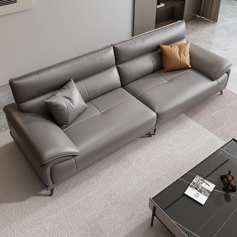 Modern Italian Genuine Leather Three-Seat Reception Office Sofa Minimalist Living Room & Hotel Suitable