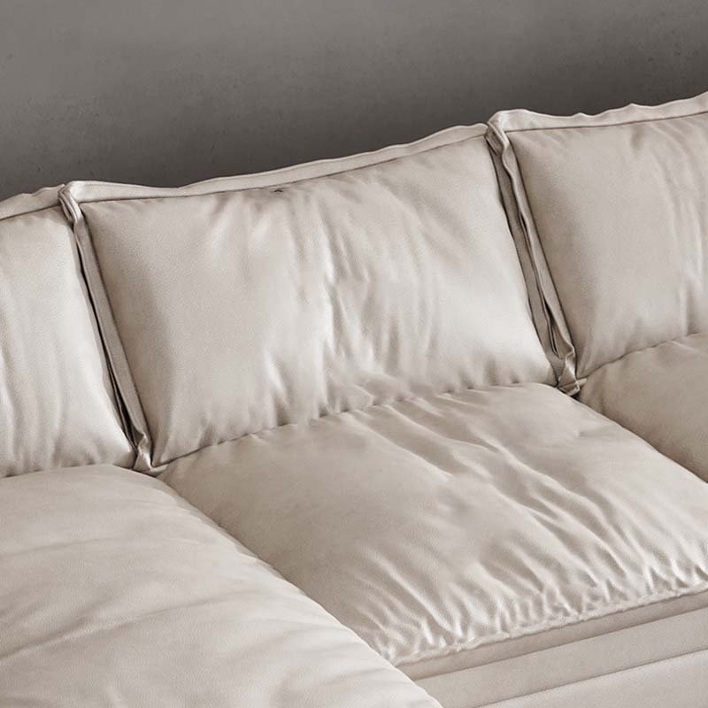 Contemporary Living Room Corner Wood Frame Chesterfield Modular Sectional Leathaire Fabric Sofa