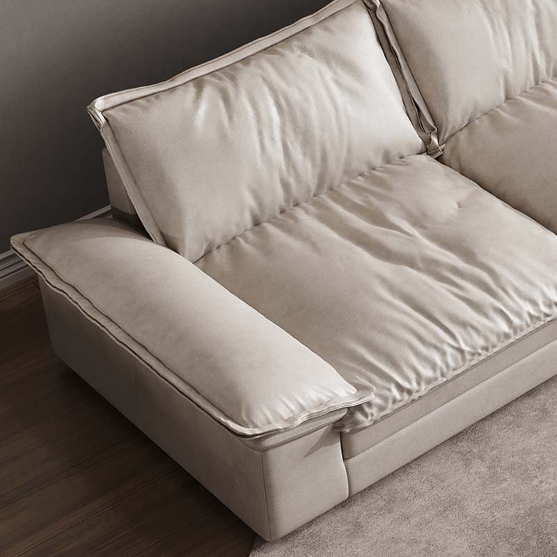 Contemporary Living Room Corner Wood Frame Chesterfield Modular Sectional Leathaire Fabric Sofa