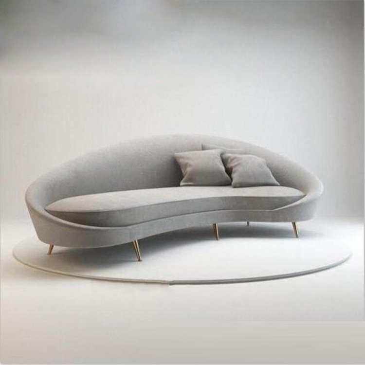 Nordic modern arc three-seat sofa combination office lamb wool studio reception sofa coffee table combination