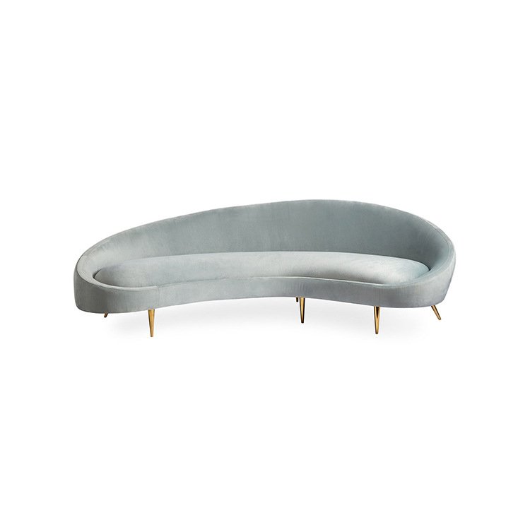 Nordic modern arc three-seat sofa combination office lamb wool studio reception sofa coffee table combination