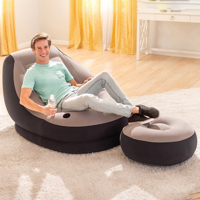 68564 Inflatable Lounger Set Air Chair With Footrest Outdoor Ultra Lounge chair Air Sofa
