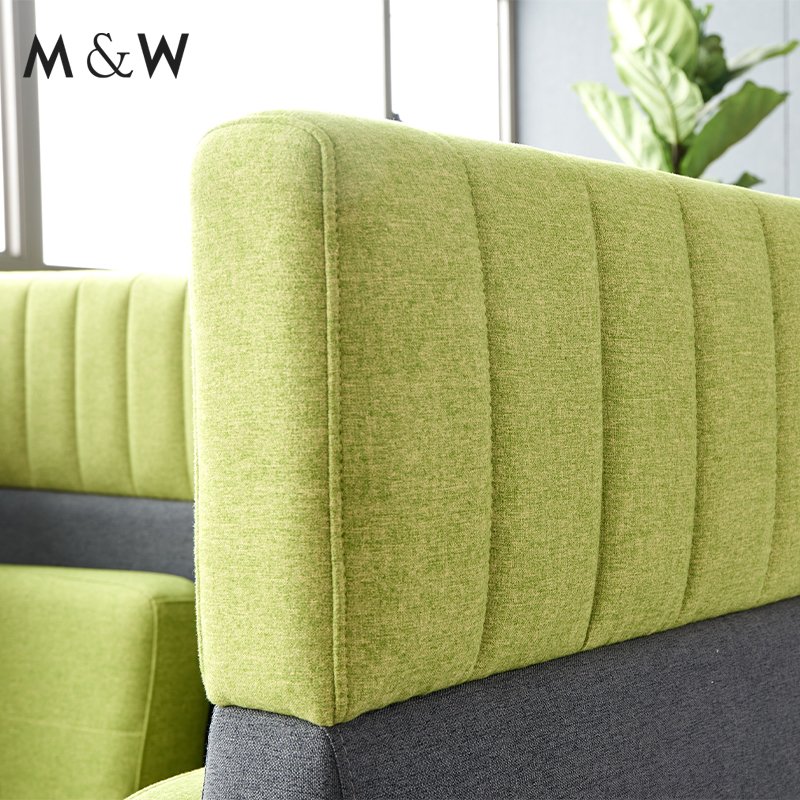 M&W Upholstered Fabric 2 Seater Alcove Sofa Small Office Booth Sofa