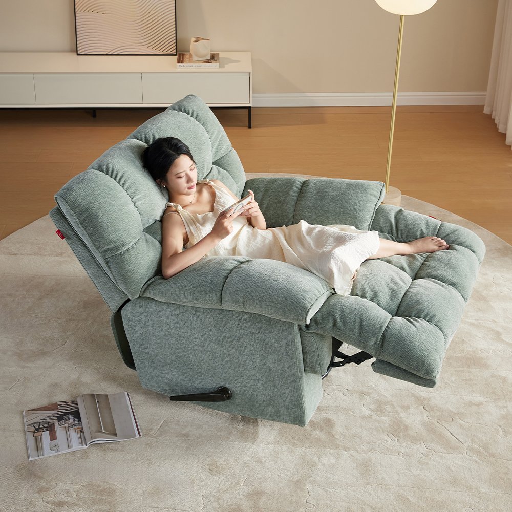 Sans Best Selling Sofas Reclinables Swivel Glider Single White Fabric Relaxing Recliner Chair