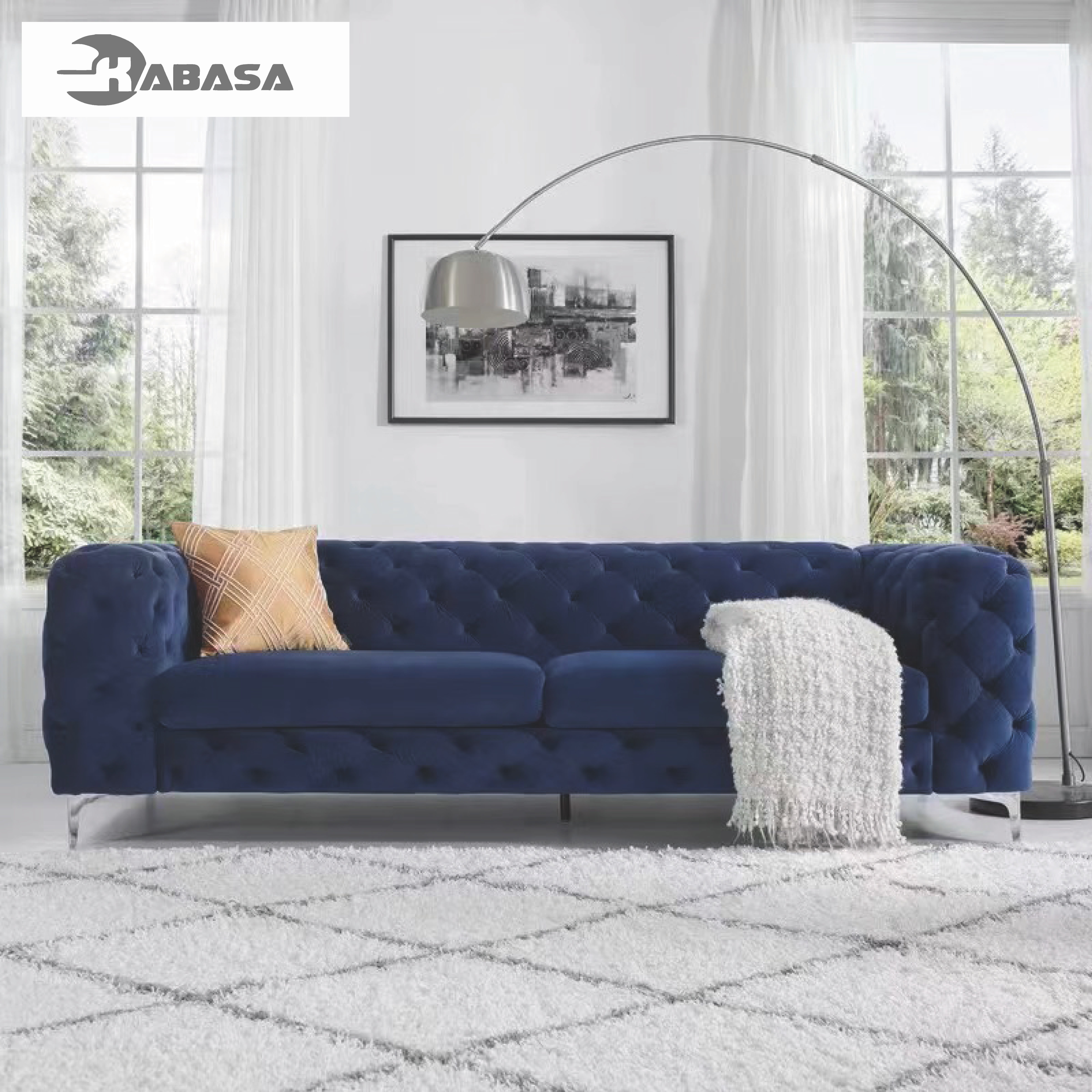 KABASA Light Luxury Simple Sofa for Living Room Beauty Salon Reception Cloth Store Lamb Velvet Sofa Fabric Bedroom Furniture Set