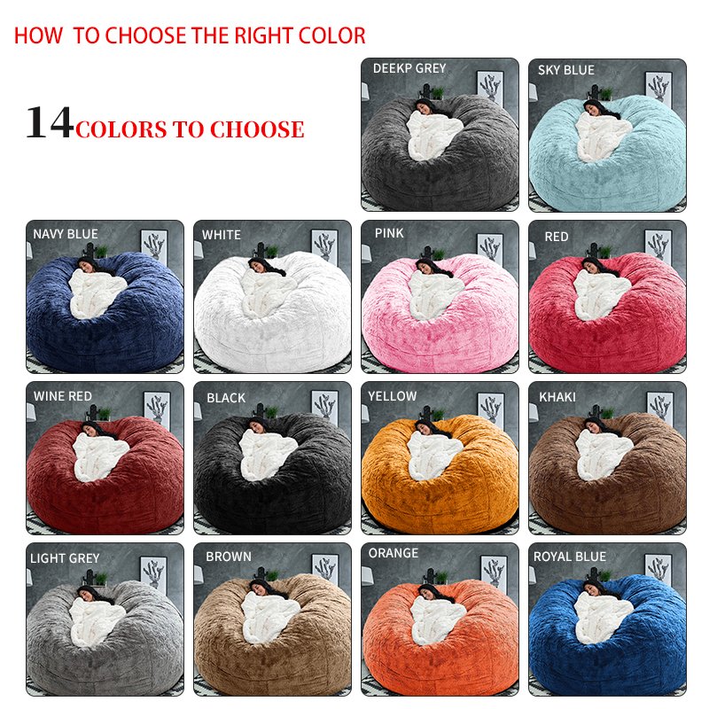 no filling Modern dropshopping Big beanbag bed soft cover comfortable giant fur livingroom bean bag bed sofa covers