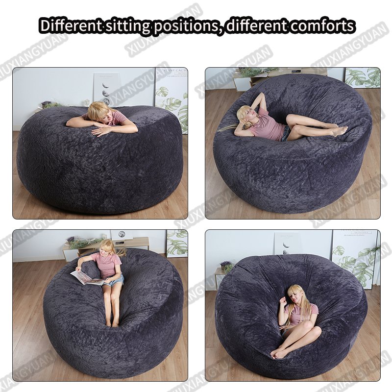 no filling Modern dropshopping Big beanbag bed soft cover comfortable giant fur livingroom bean bag bed sofa covers