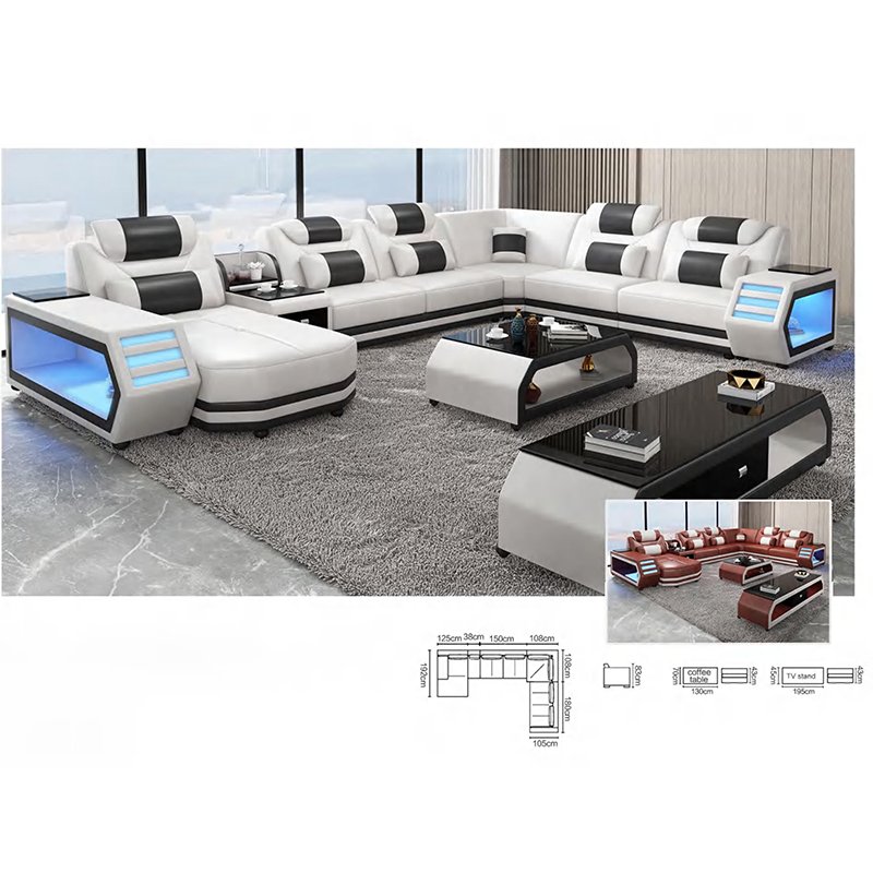 Bedroom luxury elegant U-shape sectional sofa set furniture living room new living room sofa