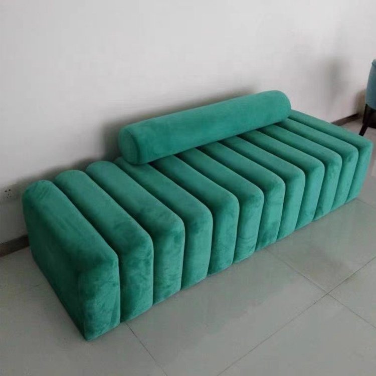 Italian minimalist velvet fabric art sofa bench stylish modern corner living room sofa creative sofa stool