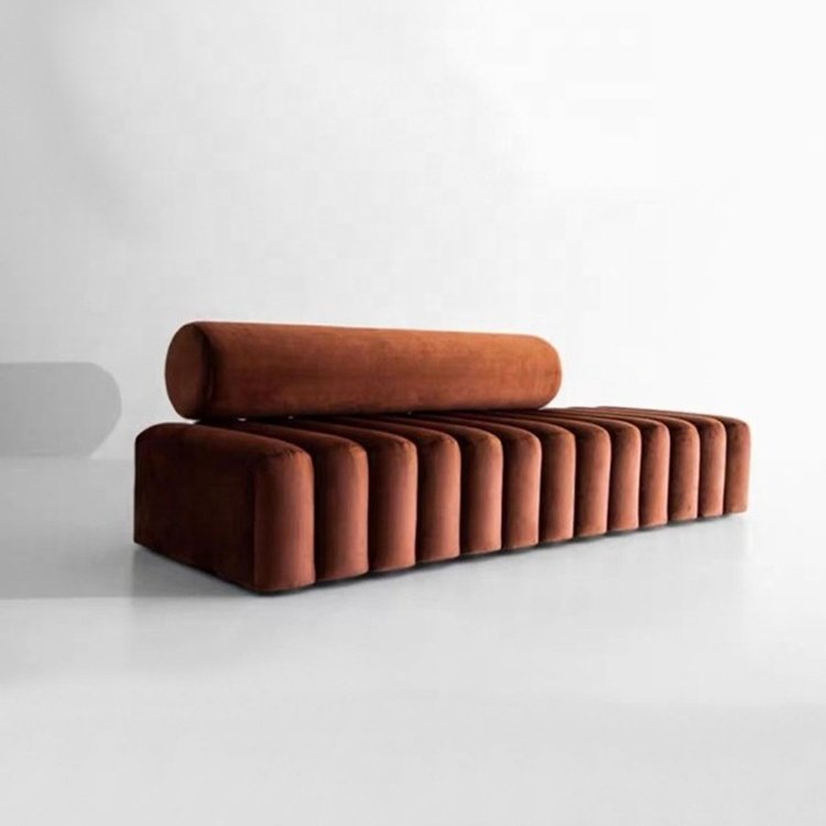 Italian minimalist velvet fabric art sofa bench stylish modern corner living room sofa creative sofa stool