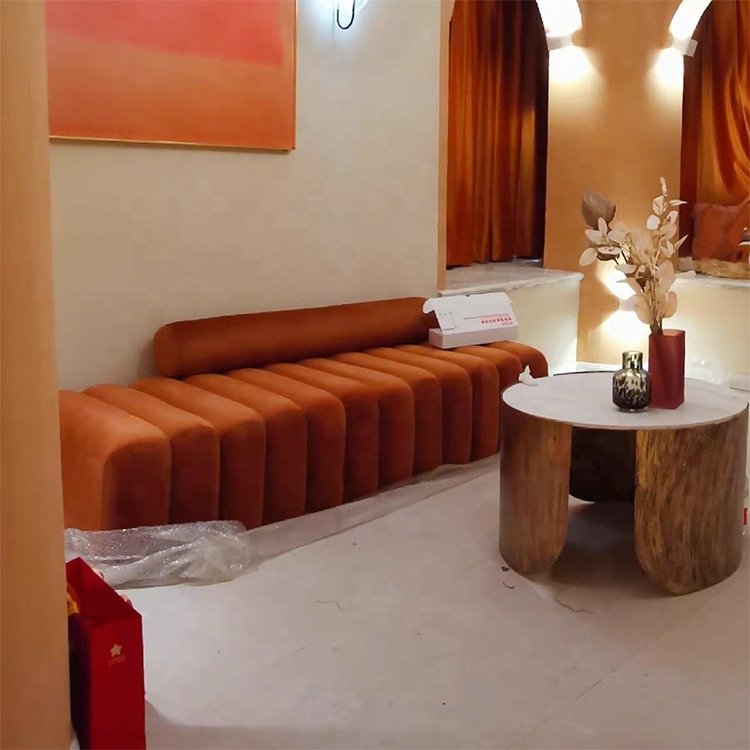 Italian minimalist velvet fabric art sofa bench stylish modern corner living room sofa creative sofa stool