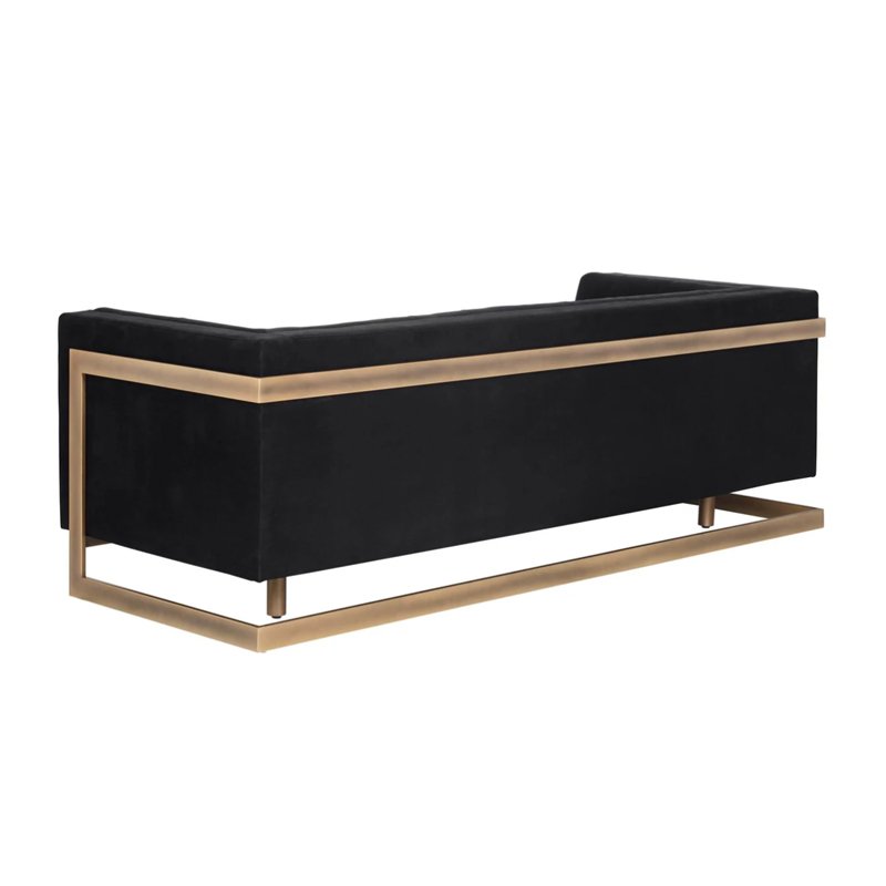 Popular style high quality velvet fabric living room black gold stainless steel sofa set