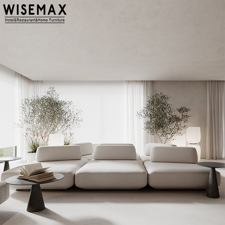 WISEMAX FURNITURE living room sofas fabric Italian combination floor sofa couch set 7seater sectional adjustable floor sofa set