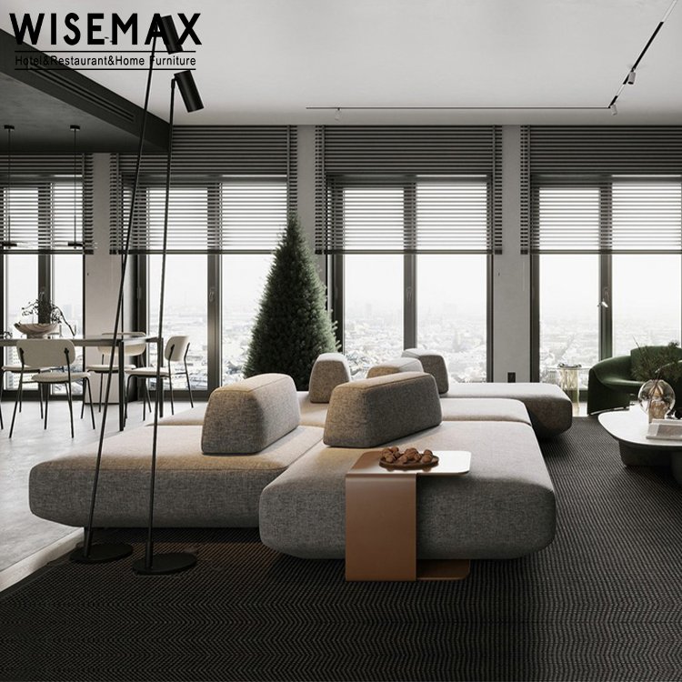 WISEMAX FURNITURE living room sofas fabric Italian combination floor sofa couch set 7seater sectional adjustable floor sofa set