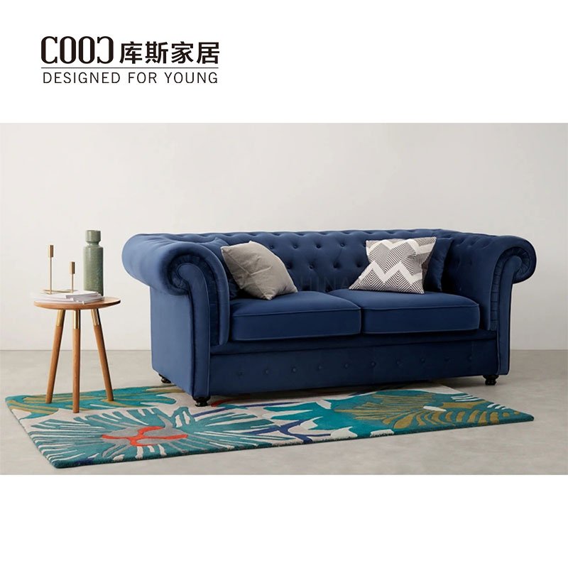Navy Velvet Chesterfield Pull Out Sofa Bed 3 Seats Furniture Set Sofa Bed