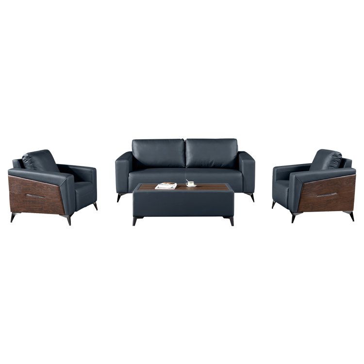 Customized Furniture High Grade Genuine Leather Office Sofa Set Couch For Meeting Room