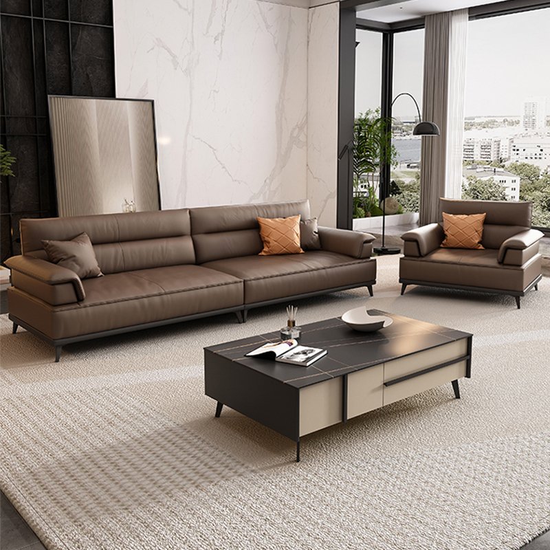 Italian leather three person office sofa minimalist modern business reception room negotiation and reception leisure area