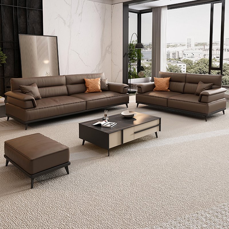 Italian leather three person office sofa minimalist modern business reception room negotiation and reception leisure area