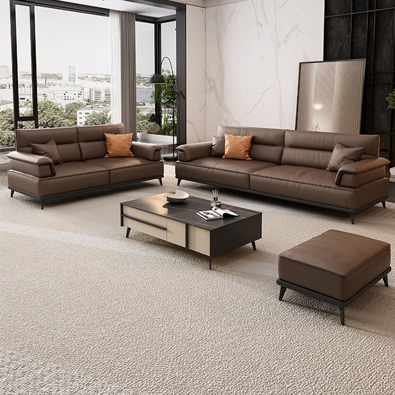 Italian leather three person office sofa minimalist modern business reception room negotiation and reception leisure area