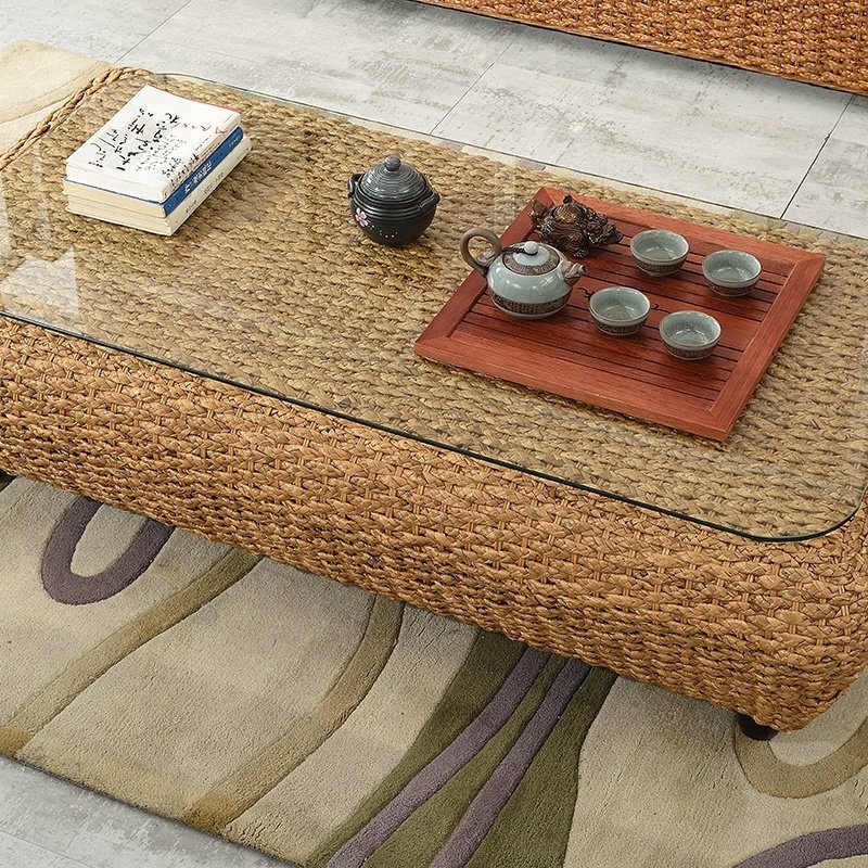 Unique Indoor l Shaped Sofa Natural Rattan Seagrass Living Room Furniture Sofa cum Bed