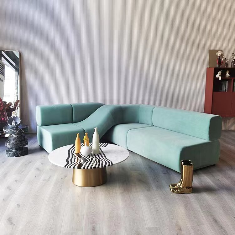 Designer special-shaped creative office leisure corner against the wall corner long irregular twist shape store sofa