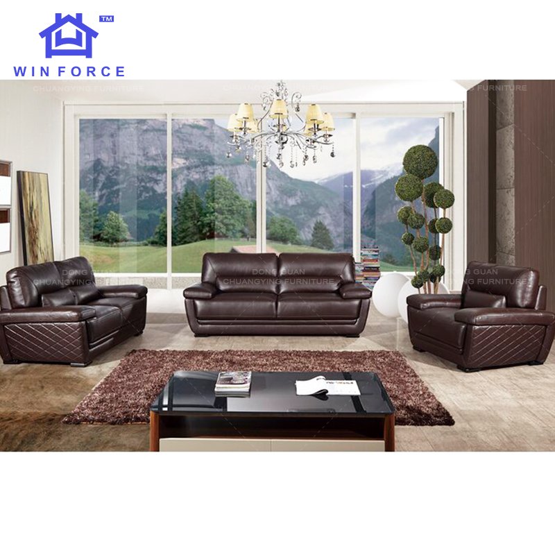 Winforce OEM Office Luxury Modern Sofa Couch Living Room Sofa Chair Customized Furniture 3 Seater Leather Sofa Set