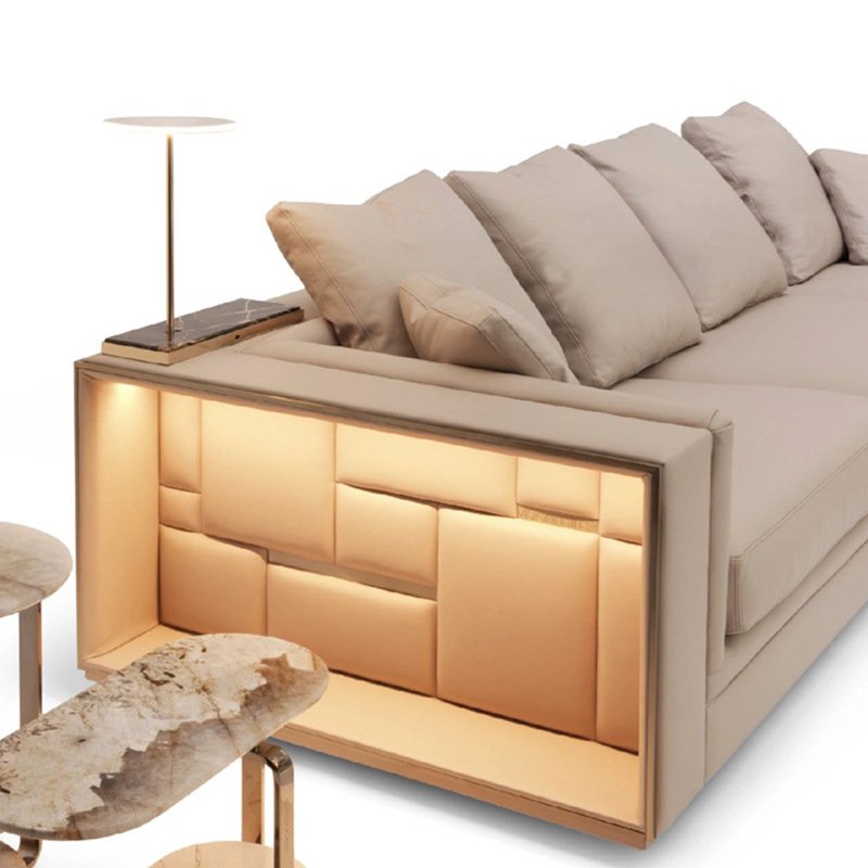 high quality elegant large contemporary L shape sectional sofa set furniture white luxury modern Italian leather corner sofa