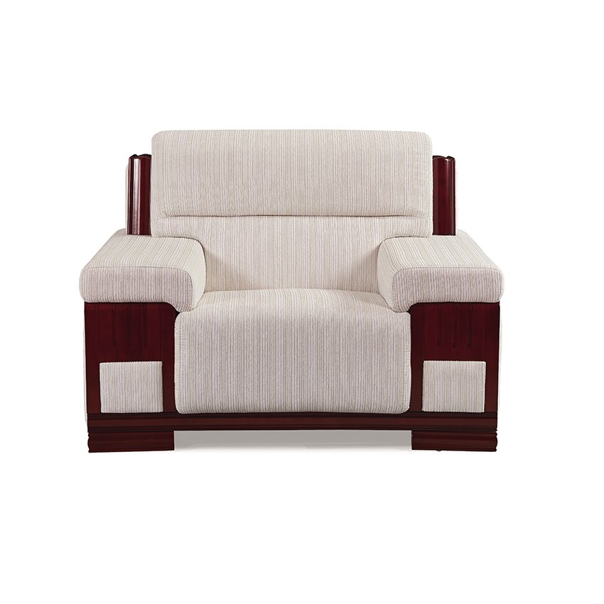 Vintage Chinese Style Wood Frame Single Fabric Sofa Office Sofa Furniture