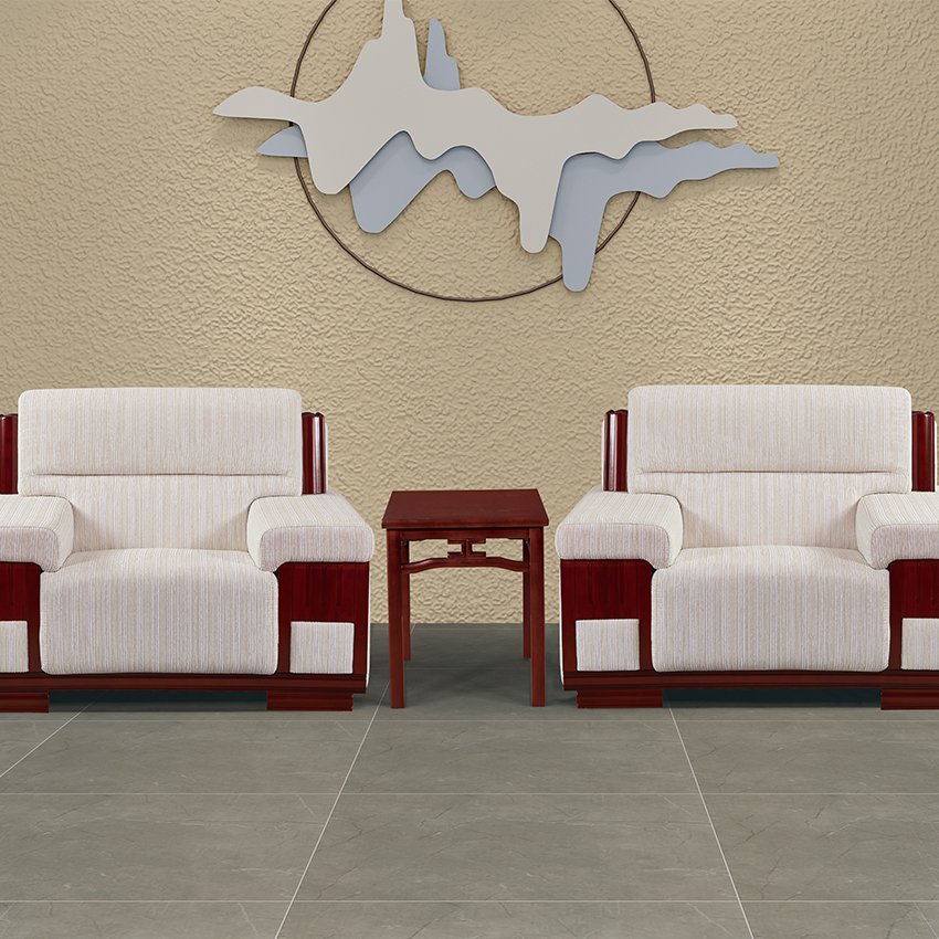 Vintage Chinese Style Wood Frame Single Fabric Sofa Office Sofa Furniture