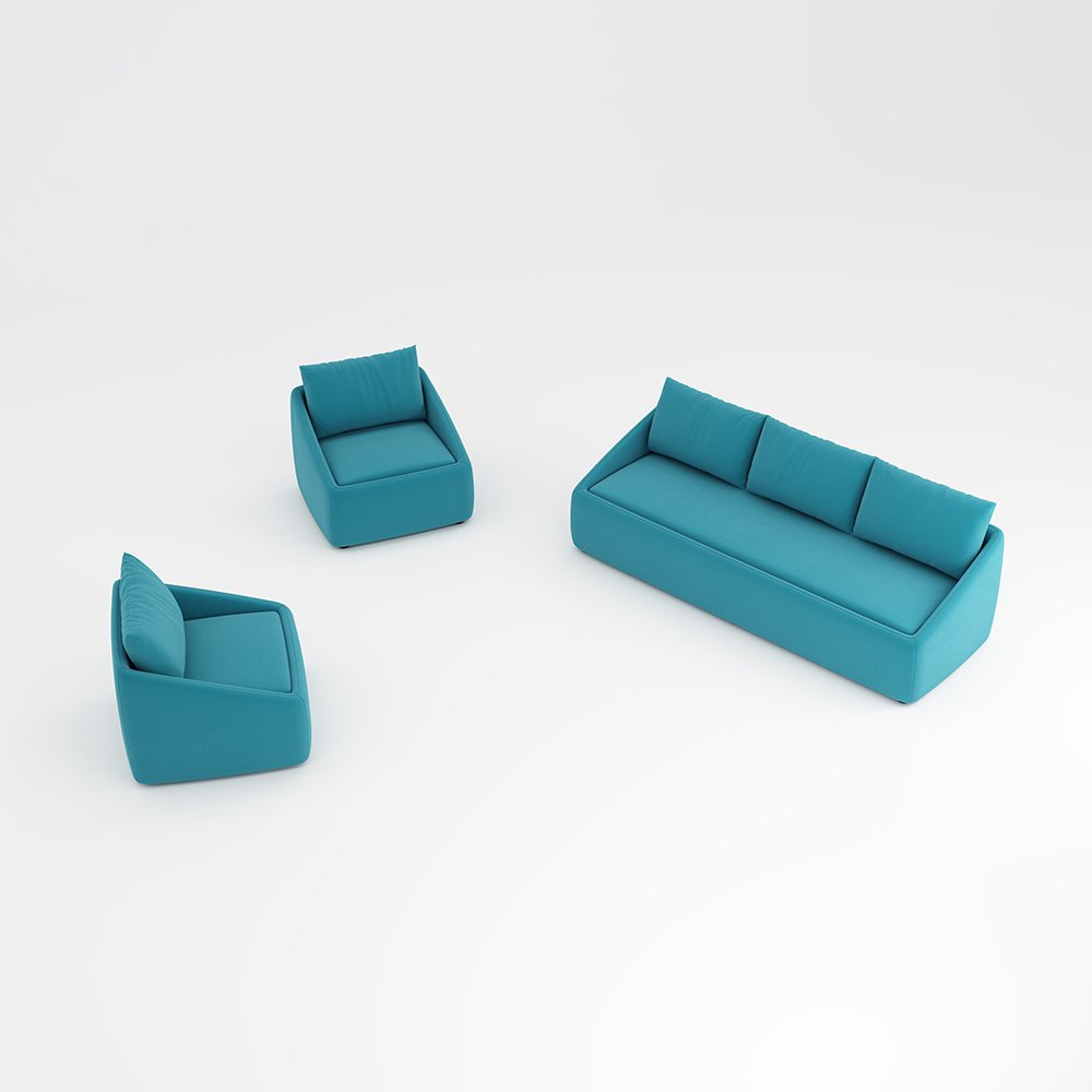 Blue Reception Sofa Sets Office Room Leisure Furniture Executive Popular Design fabric Sofa