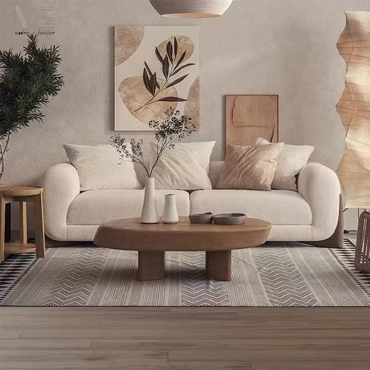 European Style Minimalist Living Room Modern Luxury White Leisure Wooden Leg Sofa Set Furniture Lounge Suite Couches Sofa