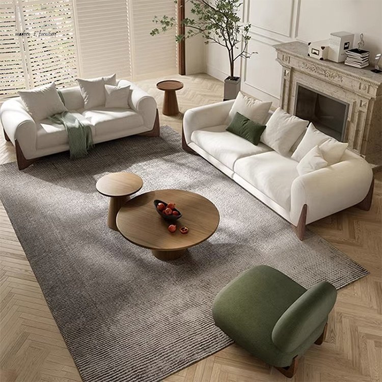 European Style Minimalist Living Room Modern Luxury White Leisure Wooden Leg Sofa Set Furniture Lounge Suite Couches Sofa