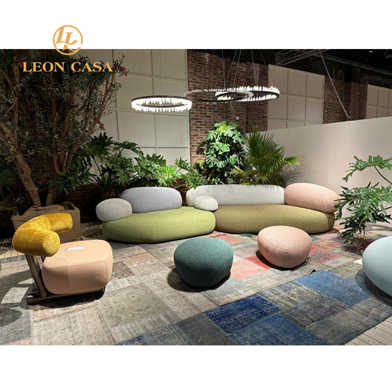 New Unique Shape Design Velvet Fabric Cobblestone Modern Sofa Furniture For Living Room