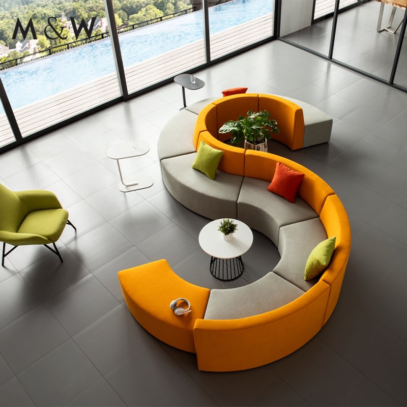 M&W Flexible Modular Design Fabric Reception Office Sofa Set