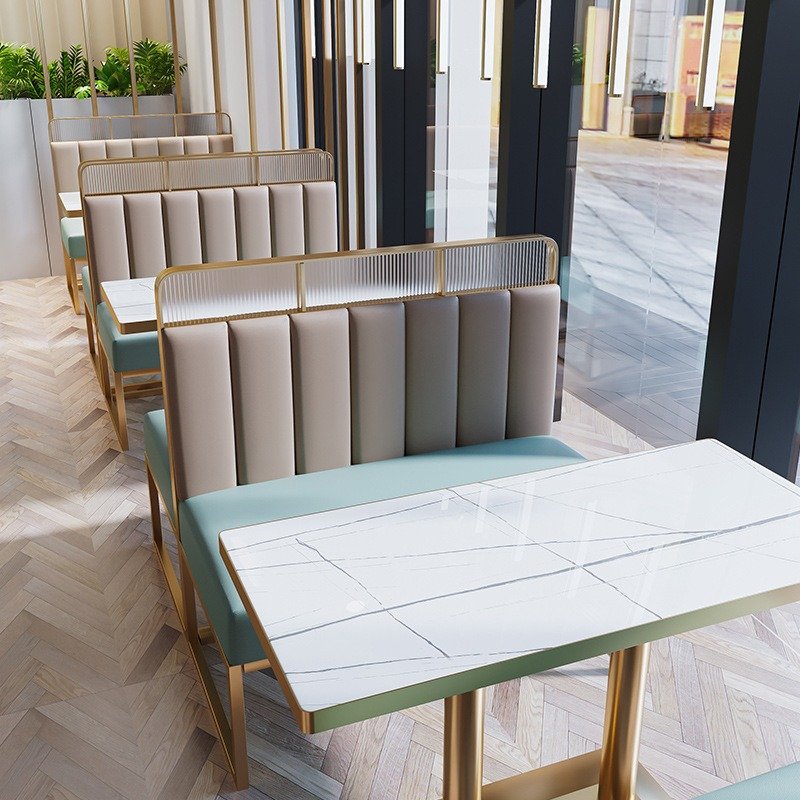 Light luxury cafe wall booth sofa card seat milk tea shop western food barbecue hot pot restaurant dining tables chairs
