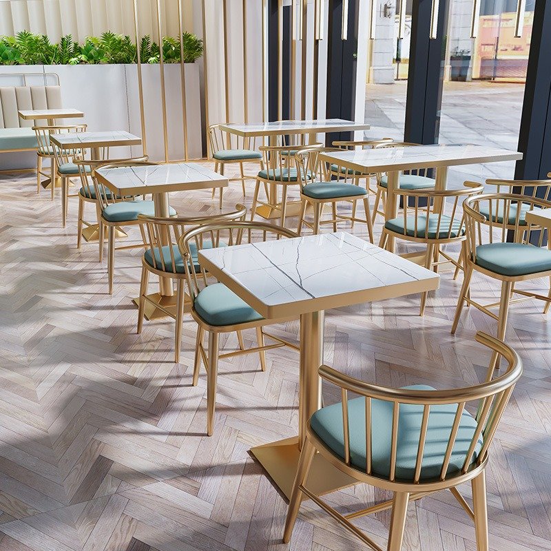 Light luxury cafe wall booth sofa card seat milk tea shop western food barbecue hot pot restaurant dining tables chairs