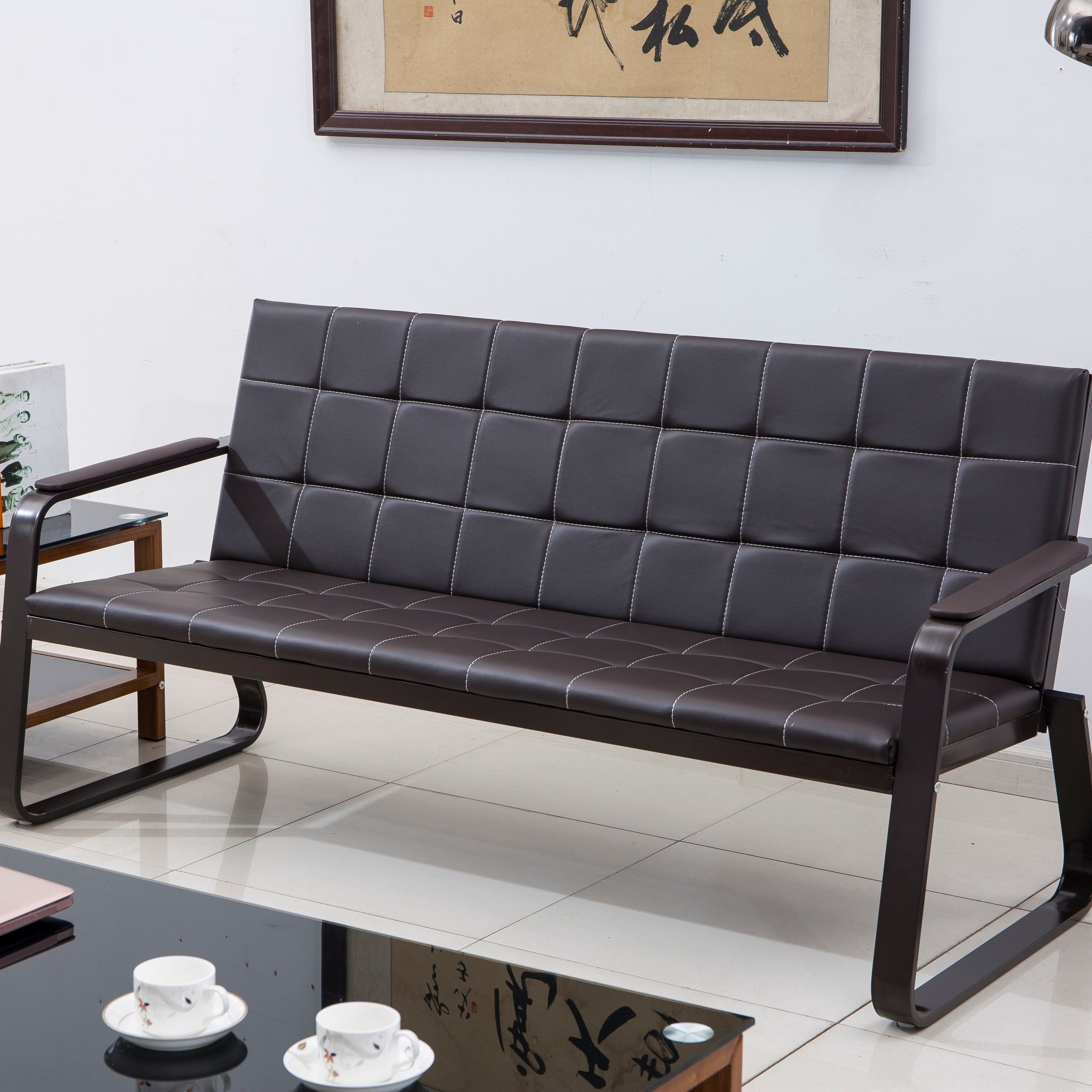 popular comfortable 1+1+3 steel frame sofa for office reception waiting area Office furniture office Classic sofa