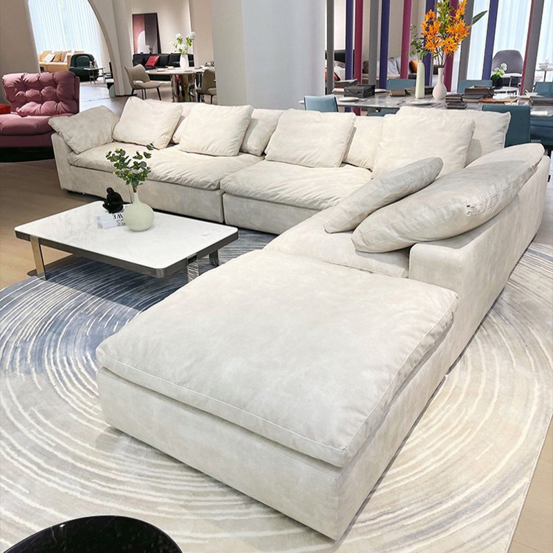 Modern home design living room furniture sectional sofas set luxury cloud couch white linen fabric american luxe modular sofa