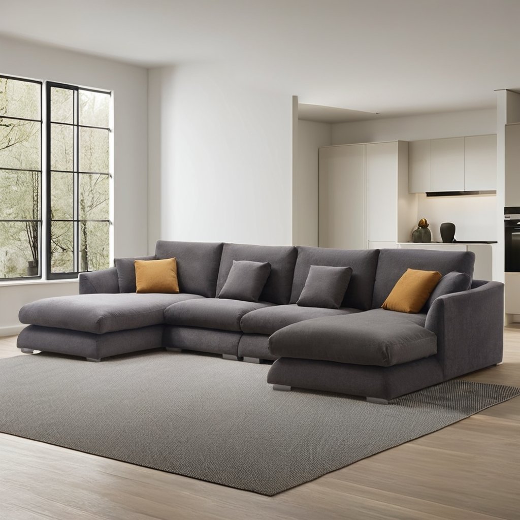 Scandinavian Luxury Living Room Sofa Collection Linen U shape Sofa Modular Recliner Sofa Couch Furniture