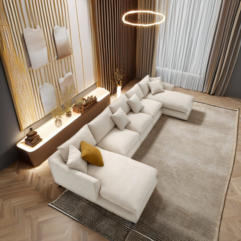 Scandinavian Luxury Living Room Sofa Collection Linen U shape Sofa Modular Recliner Sofa Couch Furniture