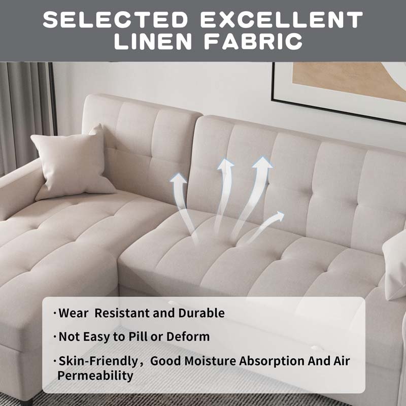 Gray Fabric Sectional Sleepers With Chaise Comfortable Queen Sofa Bed