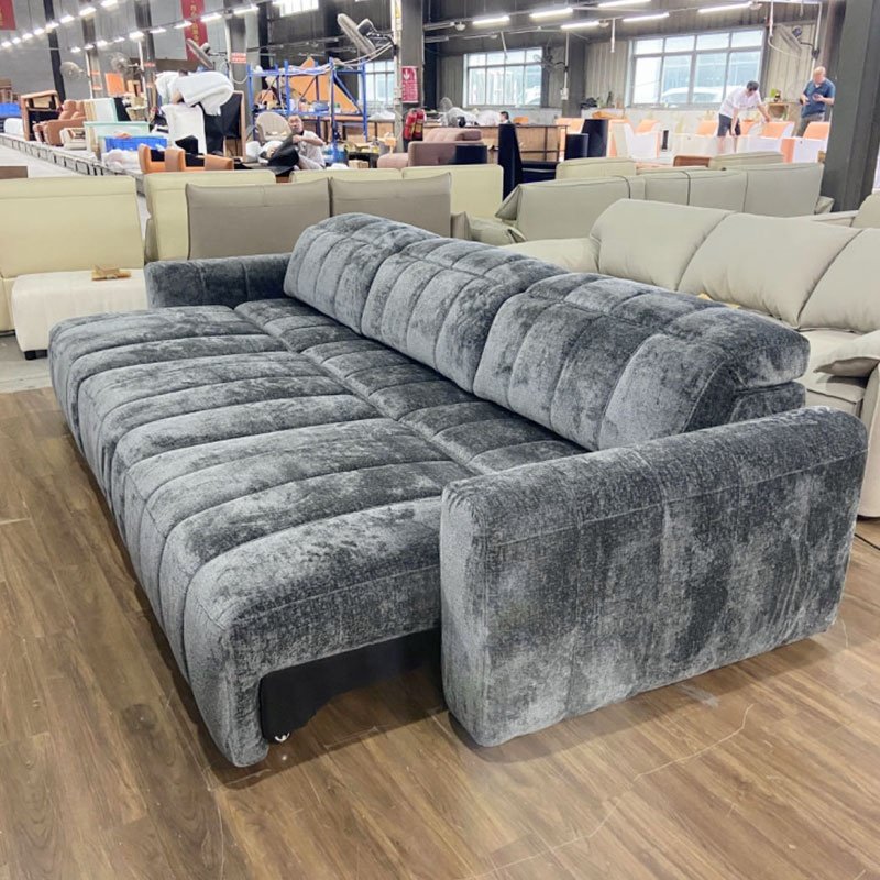 High Quality Luxury Electric Remote Control Sofa Bed Set Living Room Couches with Velvet Upholstery Wood Frame Velvet Cushions