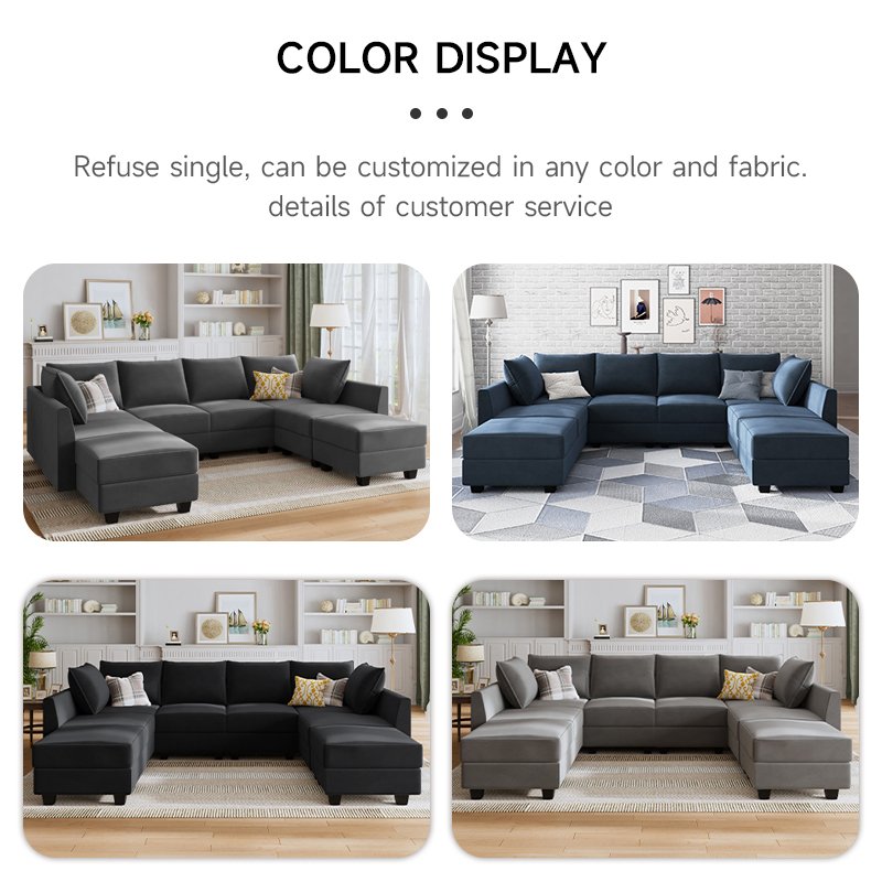 U Shaped couch minimalist couches living room sofa modular cloud sectional modern set leisure fabric sectional sofa