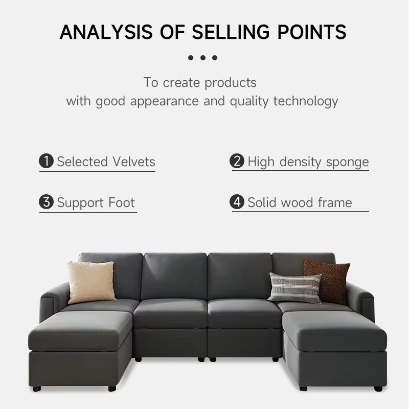 U Shaped couch minimalist couches living room sofa modular cloud sectional modern set leisure fabric sectional sofa