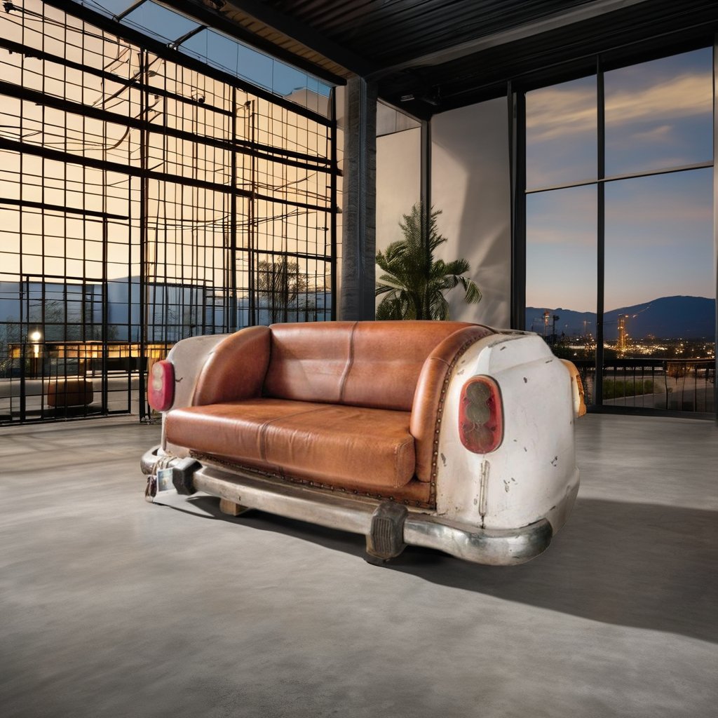 Modern Industrial Design Leather Living Room Sofa Set Reclaimed Wood Sectional Couch for Home Automobile-Style Furniture